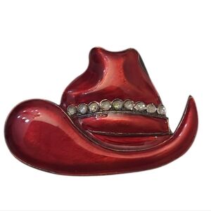 RED HAT SOCIETY Red 2" Rhinestone Embellished Cowboy Hat Pin